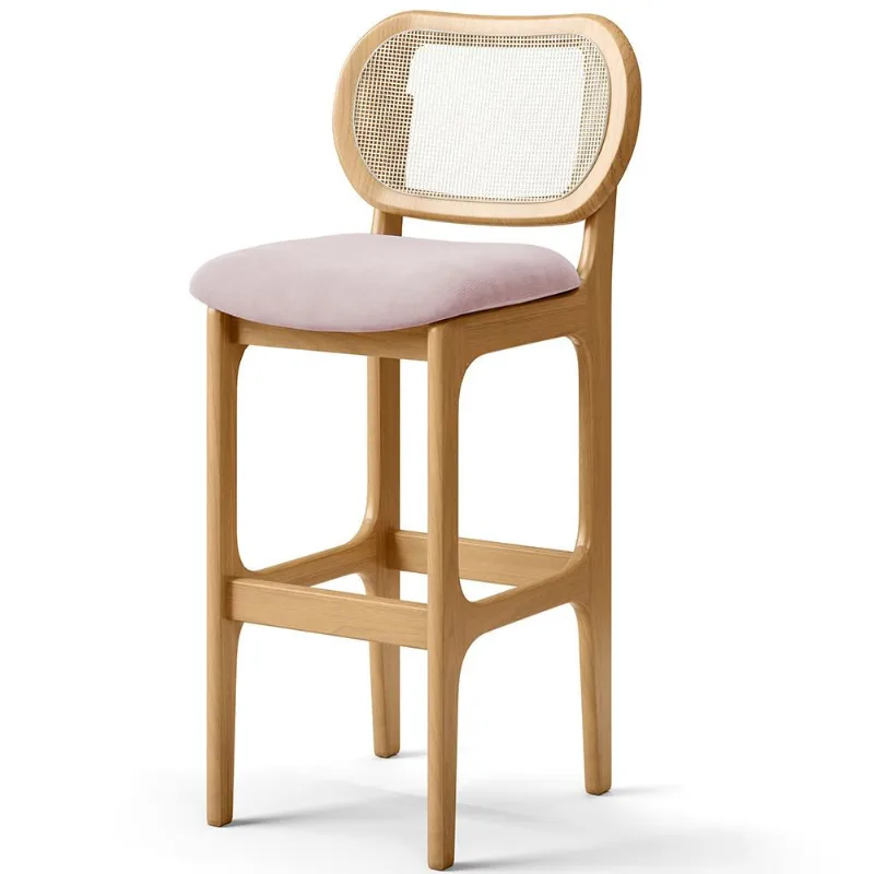 Banqueta Alta Para Cozinha Bancada Sala Tela Betta Fixa L02 Suede Rosê - Lyam - Lyam Decor