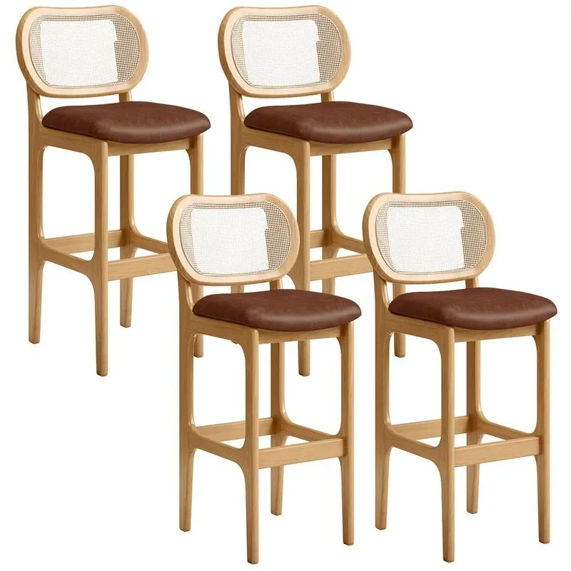 Kit 04 Banquetas Altas Para Cozinha Bancada Sala Tela Betta Fixa L02 Couríssimo Marrom - Lyam