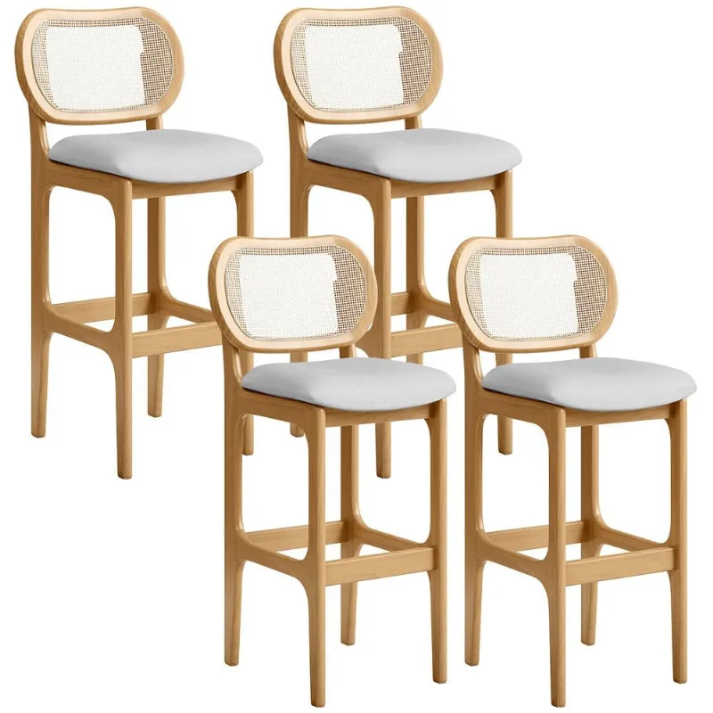 Kit 04 Banquetas Altas Para Cozinha Bancada Sala Tela Betta Fixa L02 Linho Cinza - Lyam - Lyam Decor