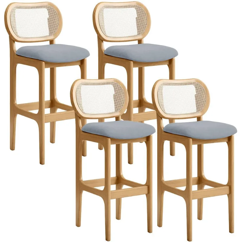 Kit 04 Banquetas Altas Para Cozinha Bancada Sala Tela Betta Fixa L02 Suede Cinza - Lyam - Lyam Decor