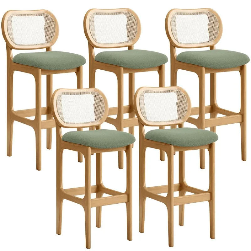 Kit 05 Banquetas Altas Para Cozinha Bancada Sala Tela Betta Fixa L02 Bouclê Oliva - Lyam - Lyam Decor