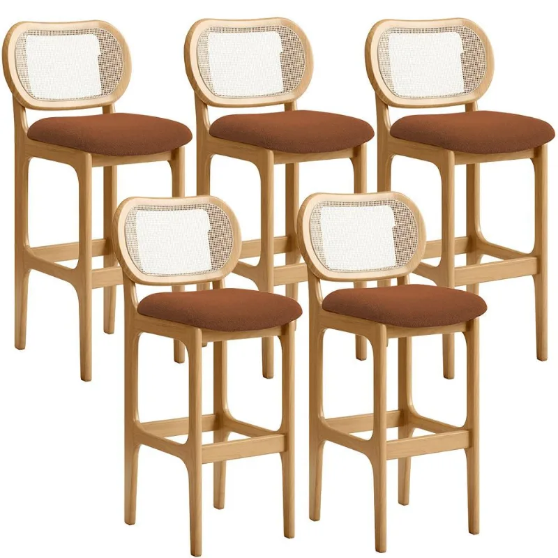 Kit 05 Banquetas Altas Para Cozinha Bancada Sala Tela Betta Fixa L02 Bouclê Terracota - Lyam - Lyam Decor