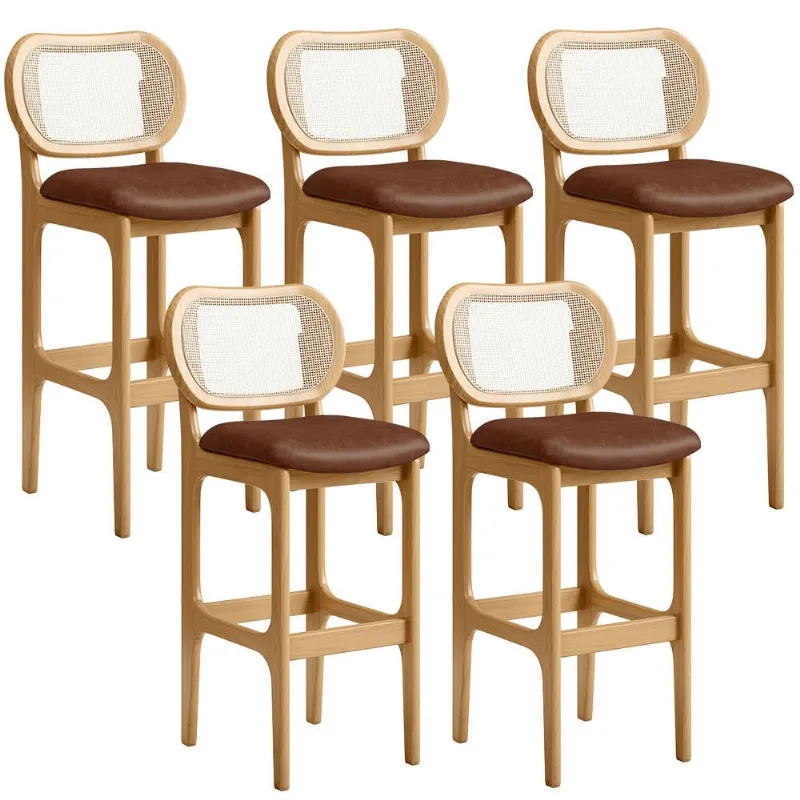 Kit 05 Banquetas Altas Para Cozinha Bancada Sala Tela Betta Fixa L02 Couríssimo Marrom - Lyam - Lyam Decor