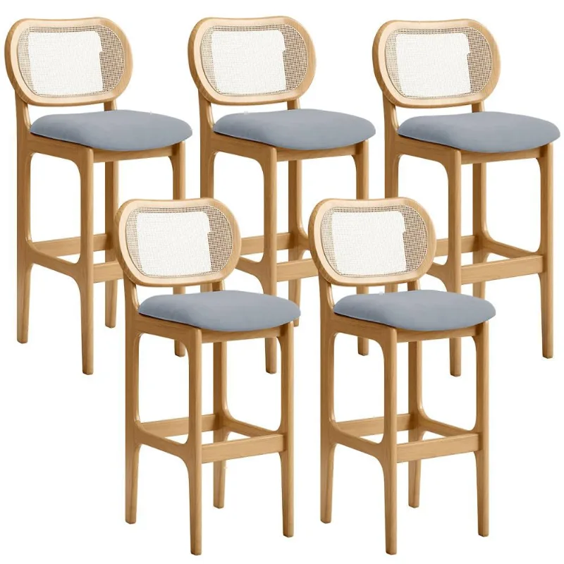 Kit 05 Banquetas Altas Para Cozinha Bancada Sala Tela Betta Fixa L02 Suede Cinza - Lyam - Lyam Decor