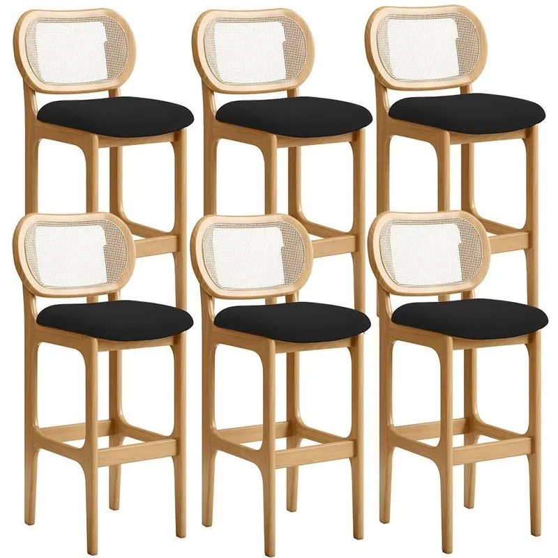 Kit 06 Banquetas Altas Para Cozinha Bancada Sala Tela Betta Fixa L02 Bouclê Preto - Lyam