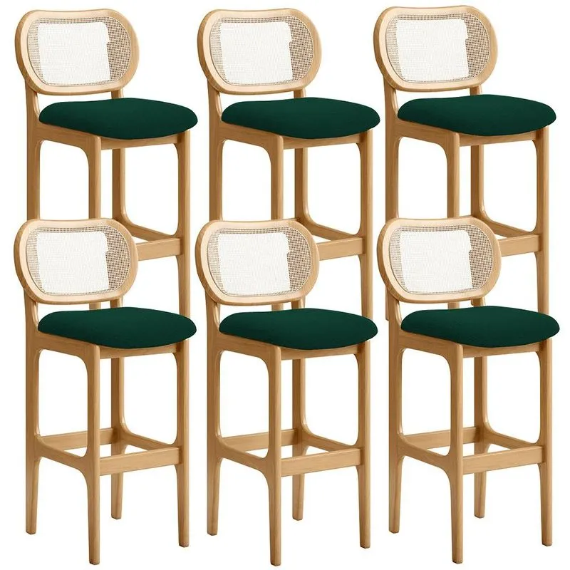Kit 06 Banquetas Altas Para Cozinha Bancada Sala Tela Betta Fixa L02 Bouclê Verde - Lyam