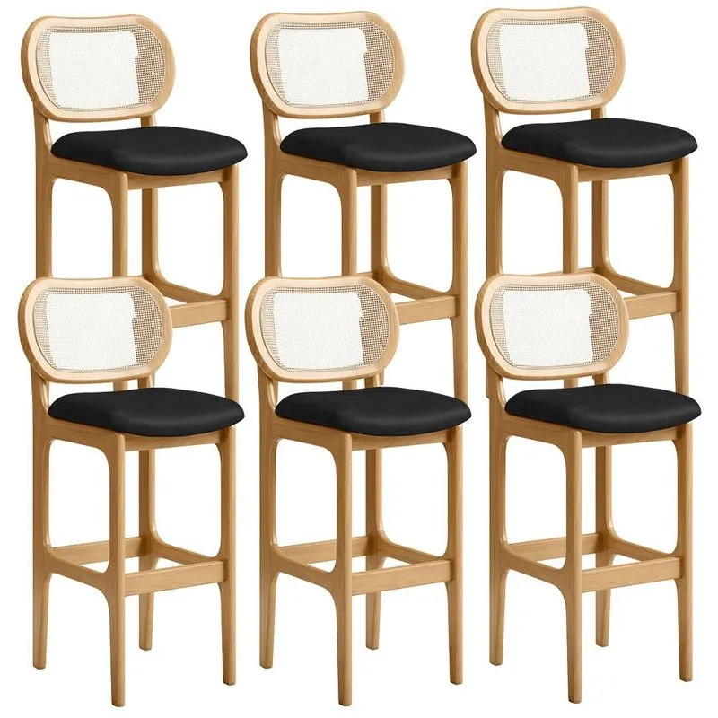 Kit 06 Banquetas Altas Para Cozinha Bancada Sala Tela Betta Fixa L02 Couríssimo Preto - Lyam