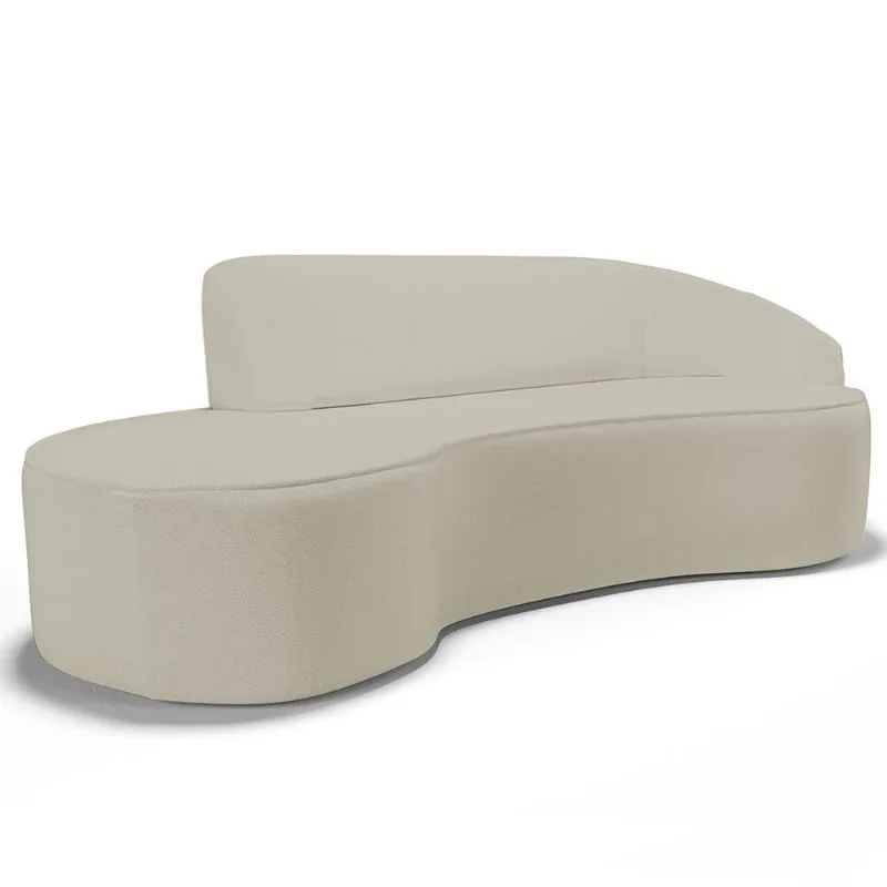 Sofá 3 Lugares Curvo Sala de Estar Living Firenze Direito D02 Corano Bege 230 cm C-26 - Lyam - Lyam Decor