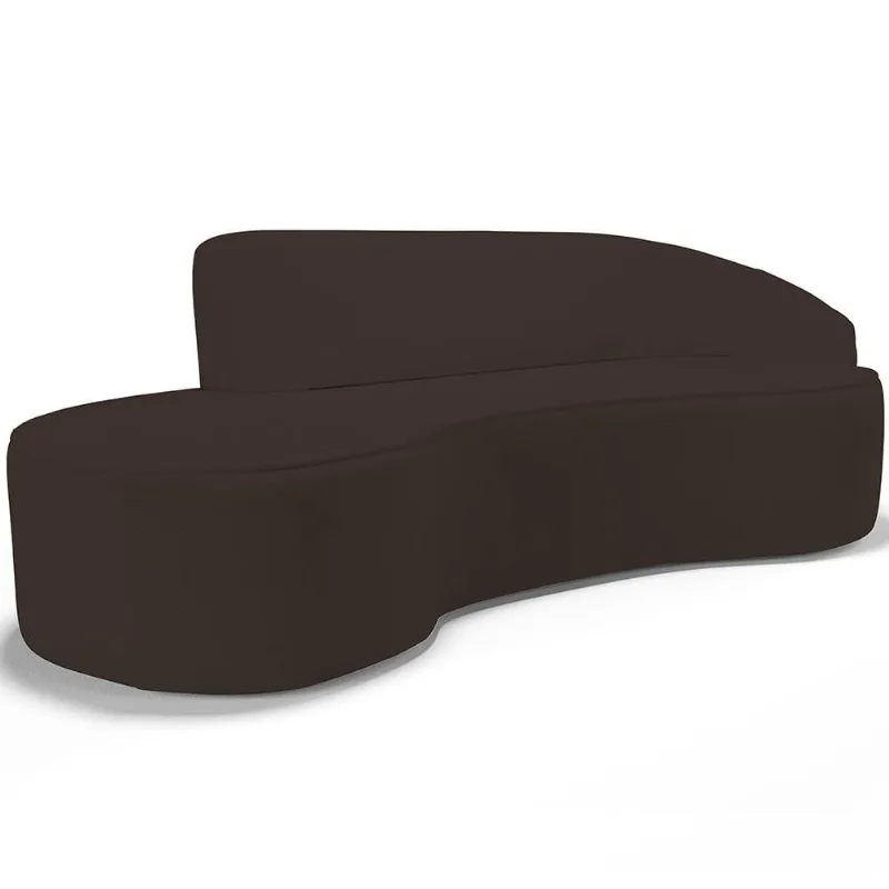 Sofá 3 Lugares Curvo Sala de Estar Living Firenze Direito D02 Corano Marrom 180 cm C-34 - Lyam - Lyam Decor