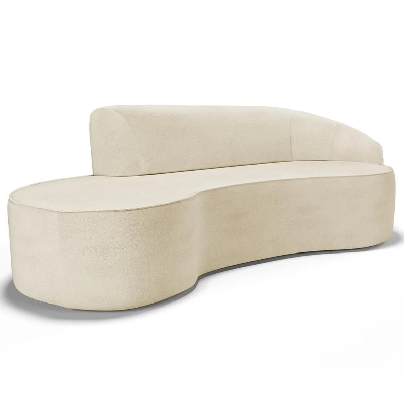 Sofá 3 Lugares Curvo Sala de Estar Living Firenze Direito D02 Linho Bege 180 cm D-463 - Lyam - Lyam Decor