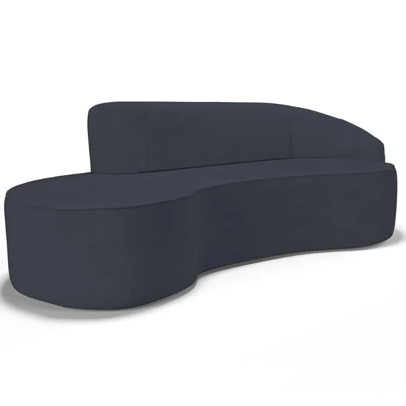 Sofá 3 Lugares Curvo Sala de Estar Living Firenze Direito D02 Linho Chumbo 210 cm D-465 - Lyam - Lyam Decor