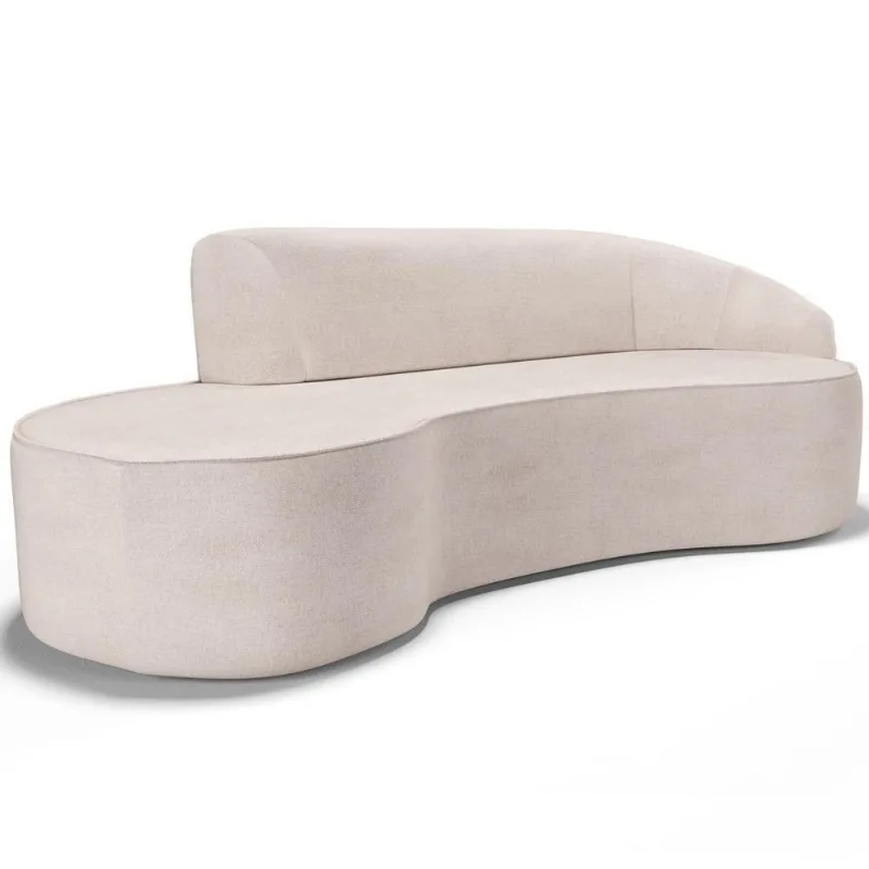 Sofá 3 Lugares Curvo Living Firenze Direito D02 Linho Cru 230cm D-461 - Lyam - Lyam Decor