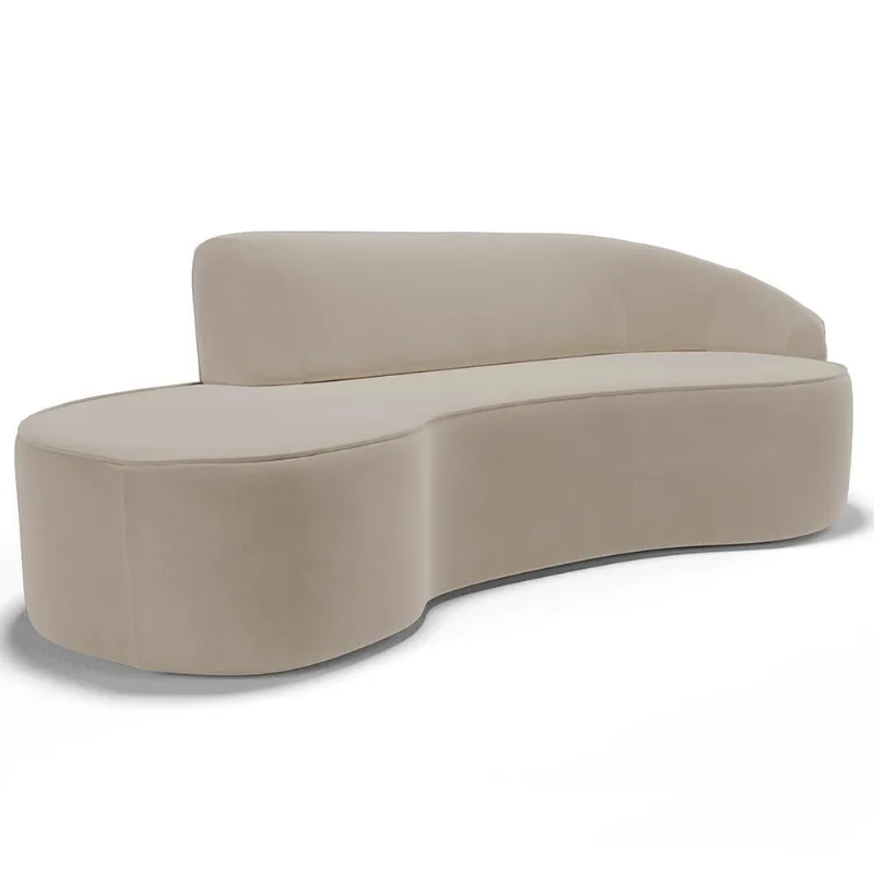 Sofá 3 Lugares Curvo Sala de Estar Living Firenze Direito D02 Veludo Champagne 210 cm C-68 - Lyam - Lyam Decor