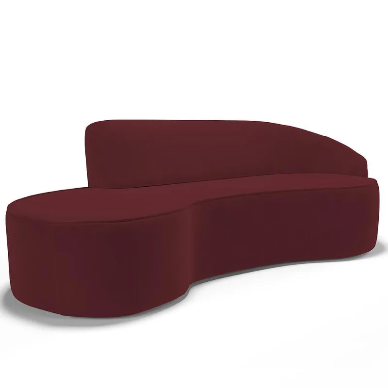 Sofá 3 Lugares Curvo Sala de Estar Living Firenze Direito D02 Veludo Marsala 180 cm C-278 - Lyam - Lyam Decor