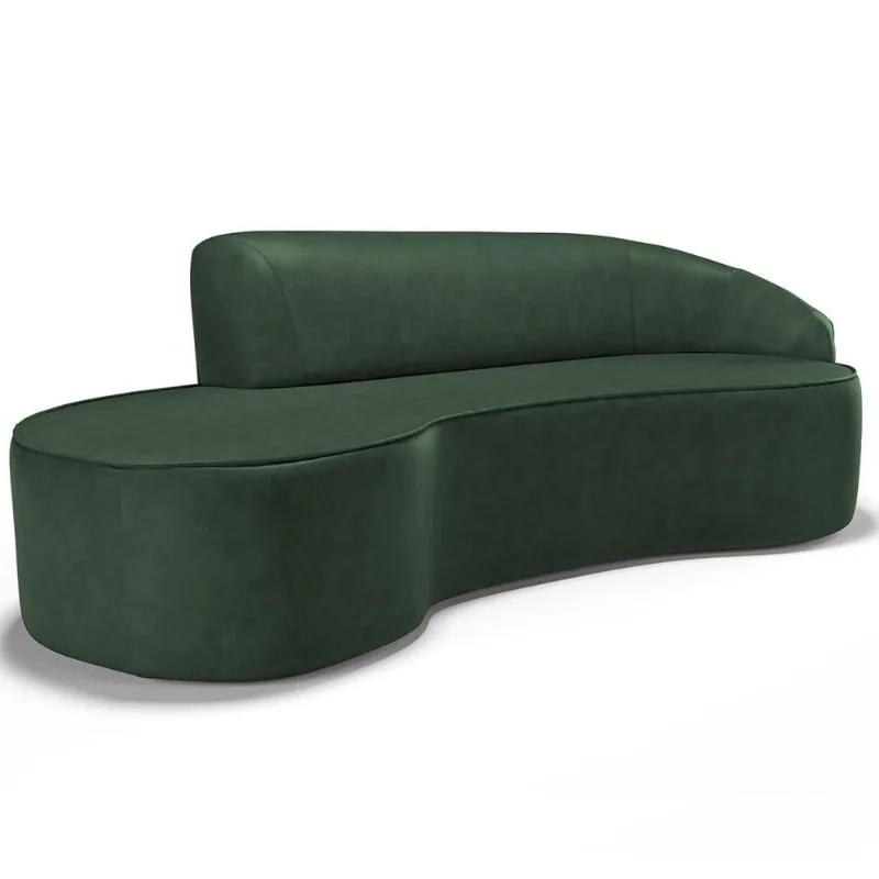 Sofá 4 Lugares Curvo Sala de Estar Living Firenze Direito D02 Couríssimo Verde 280 cm B-89 - Lyam - Lyam Decor