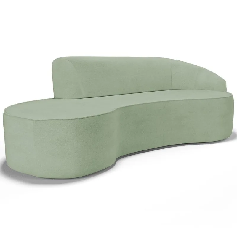 Sofá 4 Lugares Curvo Sala de Estar Living Firenze Direito D02 Linho Verde 260 cm D-477 - Lyam - Lyam Decor
