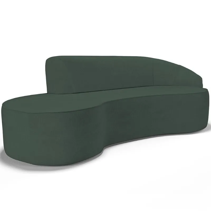 Sofá 4 Lugares Curvo Living Firenze Direito D02 Linho Verde Musgo 280cm C-117 - Lyam - Lyam Decor