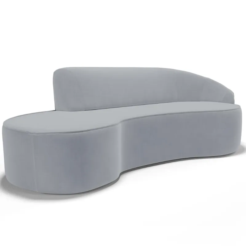 Sofá 4 Lugares Curvo Sala de Estar Living Firenze Direito D02 Veludo Cinza 260 cm C-317 - Lyam - Lyam Decor