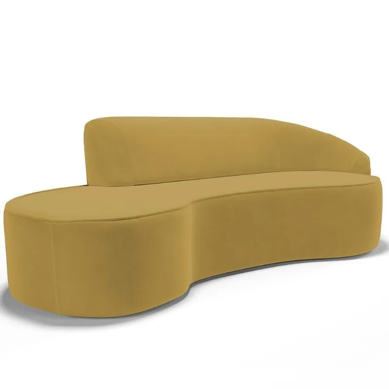 Sofá 4 Lugares Curvo Living Firenze Direito D02 Veludo Mostarda 260cm C-279 - Lyam - Lyam Decor