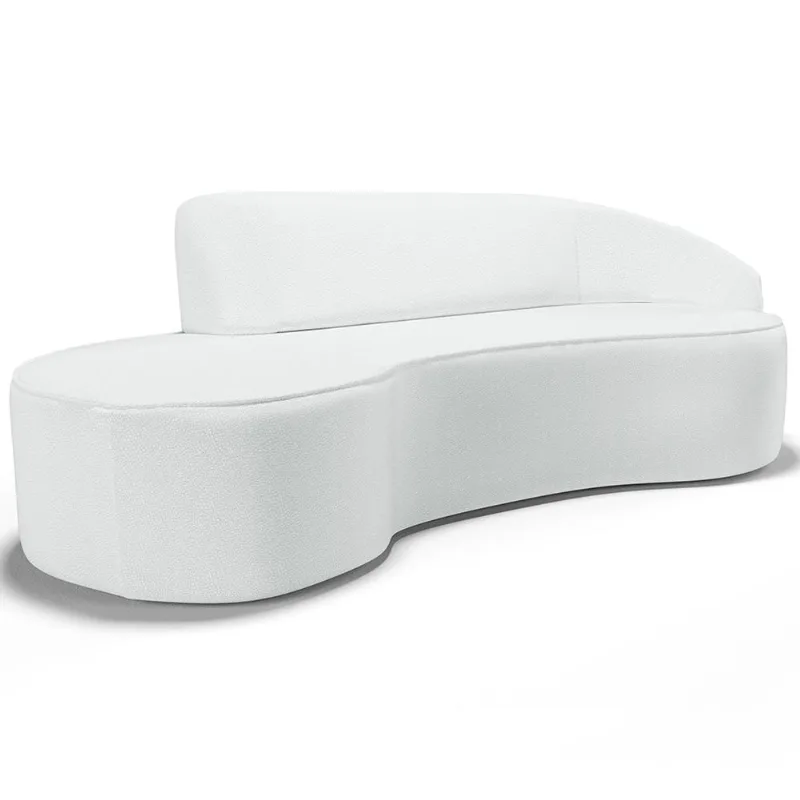 Sofá 5 Lugares Curvo Sala de Estar Living Firenze Direito D02 Corano Branco 300 cm C-12 - Lyam - Lyam Decor