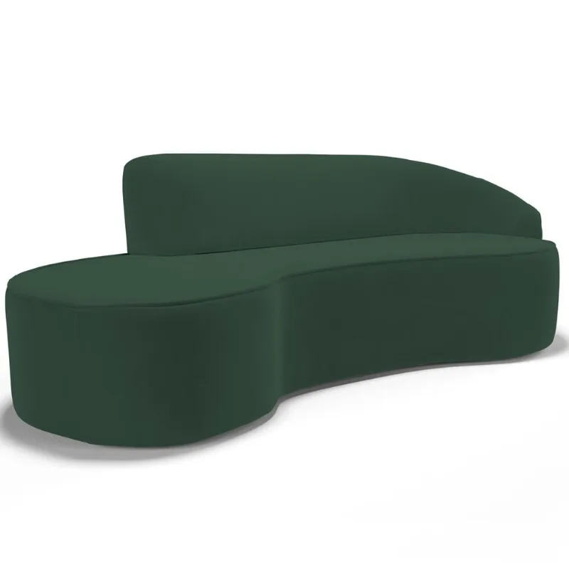 Sofá 5 Lugares Curvo Sala de Estar Living Firenze Direito D02 Veludo Verde Musgo 300 cm C-303 - Lyam - Lyam Decor