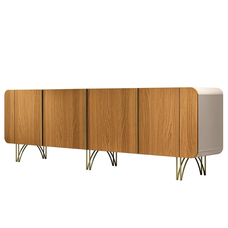 Aparador Buffet Bar Para Sala 04 Portas 220 cm Santiago B01 Off White Cinamomo - Lyam