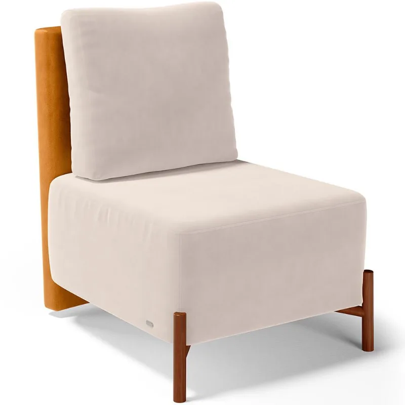 Poltrona Decorativa Sala de Estar Living Pés Madeira Hungria L02 Couríssimo Whisky Suede Bege - Lyam - Lyam Decor