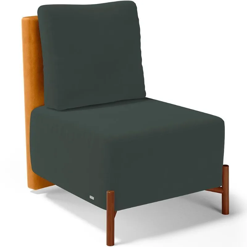 Poltrona Decorativa De Estar Living Hungria L02 Couríssimo Whisky Suede Verde Musgo - Lyam