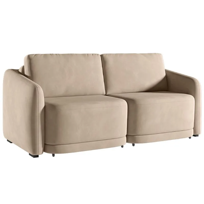 Sofá Cama para Sala de Estar 3 Lugares 236cm Montserrat K01 Veludo Bege - Lyam Decor - Lyam Decor