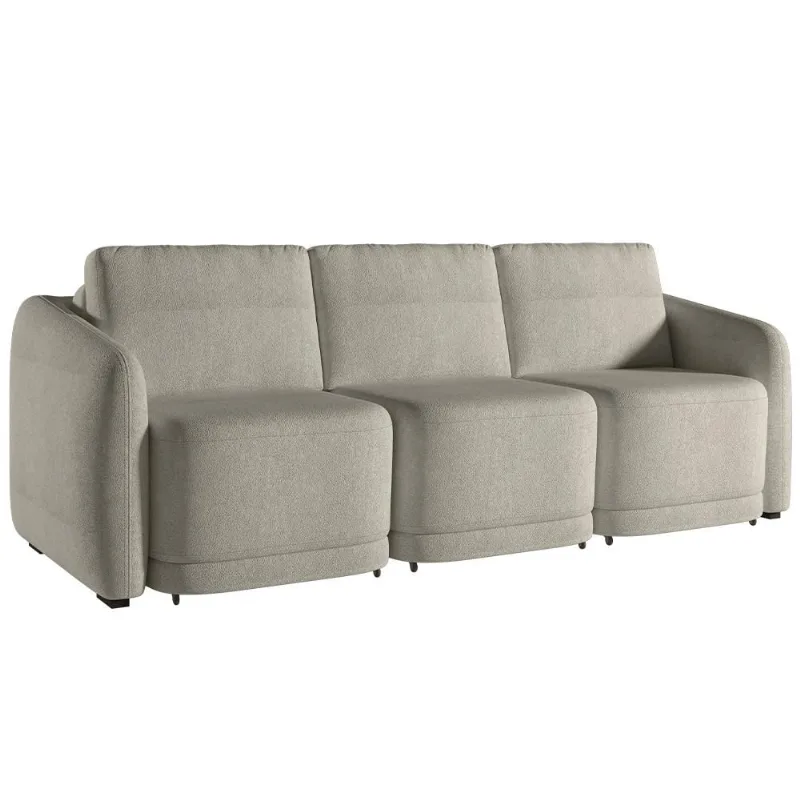Sofá Cama para Sala de Estar 3 Lugares 306cm Montserrat K01 Bouclê Bege - Lyam Decor - Lyam Decor