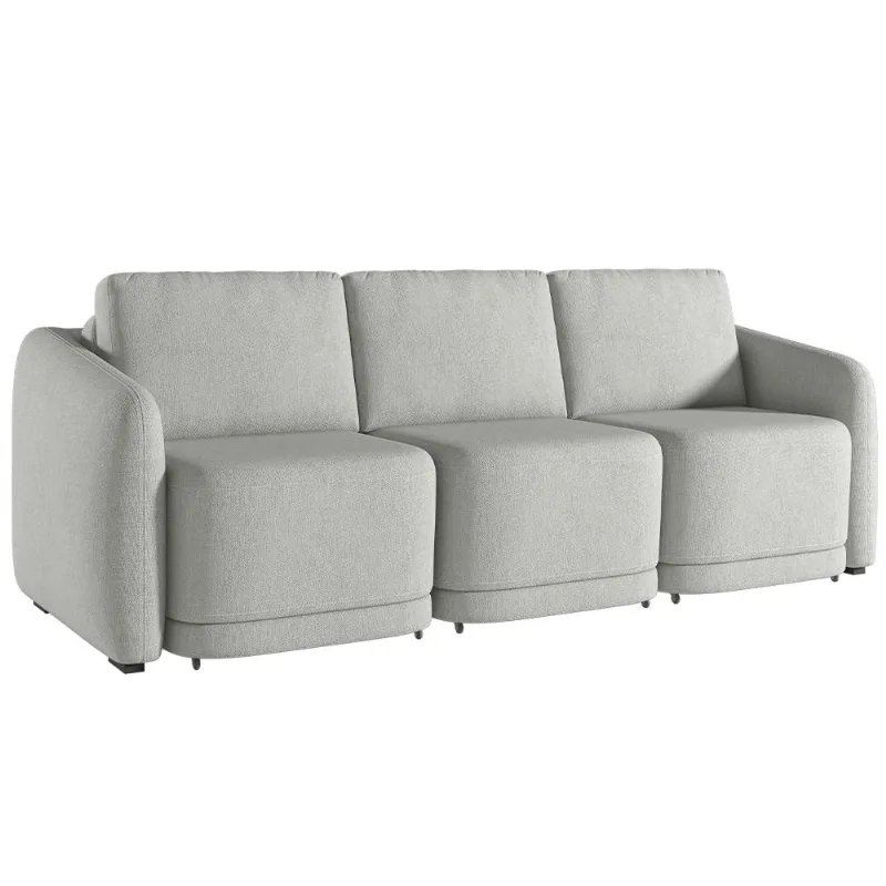 Sofá Cama para Sala de Estar 4 Lugares 336cm Montserrat K01 Linho Cinza - Lyam Decor - Lyam Decor