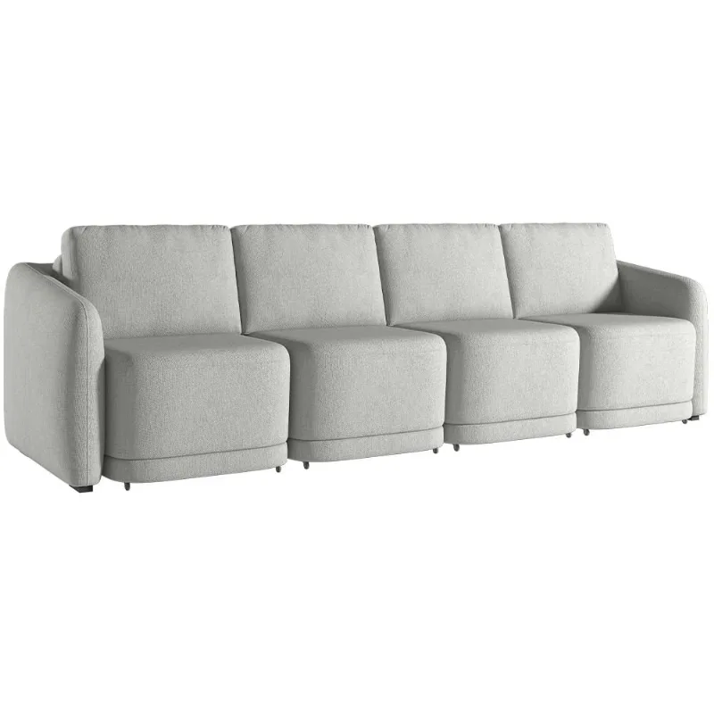Sofá Cama para Sala de Estar 4 Lugares 356cm Montserrat K01 Linho Cinza - Lyam Decor - Lyam Decor