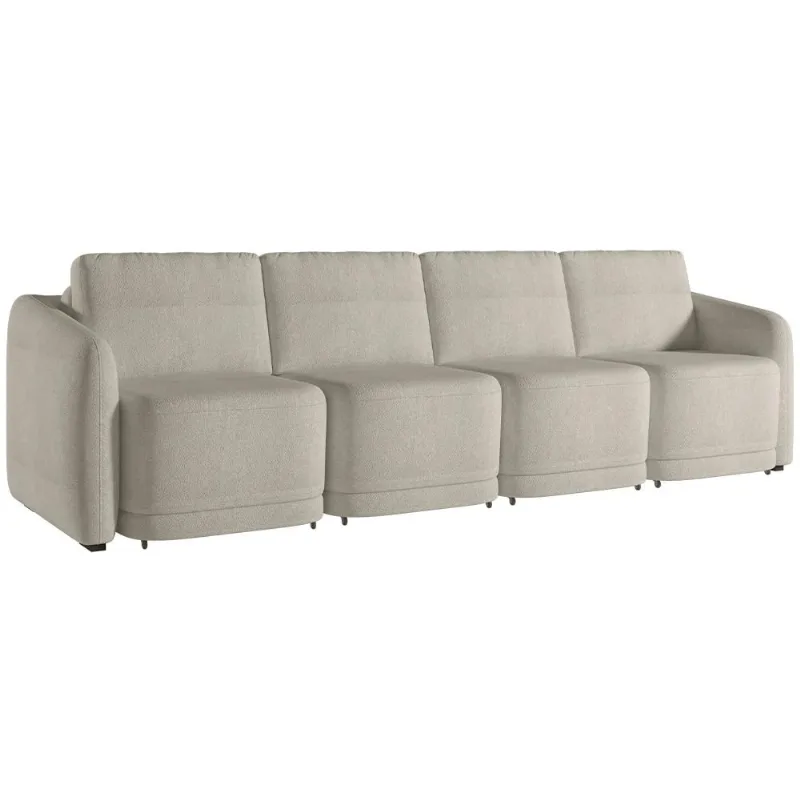 Sofá Cama para Sala de Estar 5 Lugares 436cm Montserrat K01 Bouclê Bege - Lyam Decor - Lyam Decor