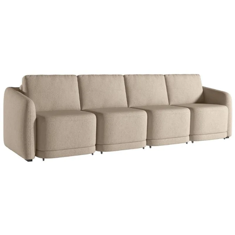 Sofá Cama Para Sala De Estar 5 Lugares 436cm Montserrat K01 Linho Bege - Lyam Decor - Lyam Decor