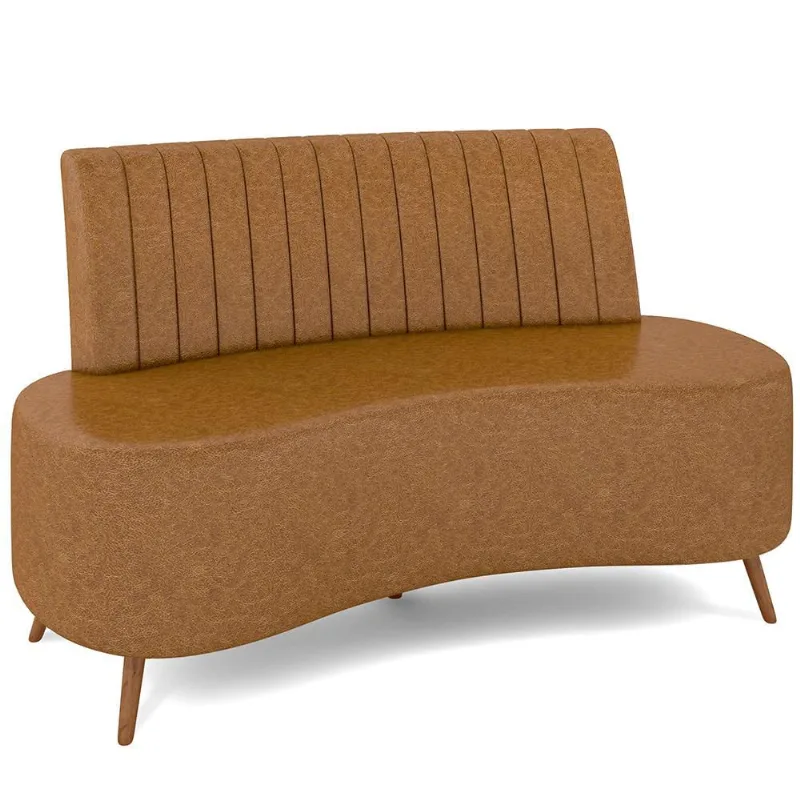 Sofá Chaise Living 2 Lugares 135cm para Sala Cayman K01 Sintético Caramelo - Lyam Decor - Lyam Decor
