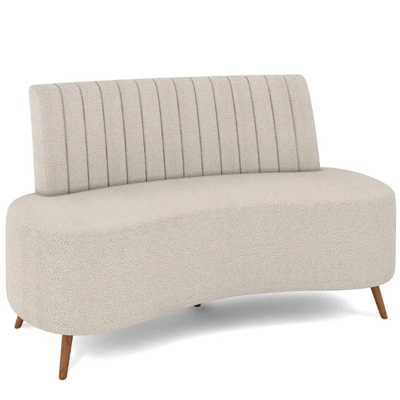 Sofá Chaise Living 2 Lugares 160cm para Sala Cayman K01 Bouclê Bege - Lyam Decor - Lyam Decor