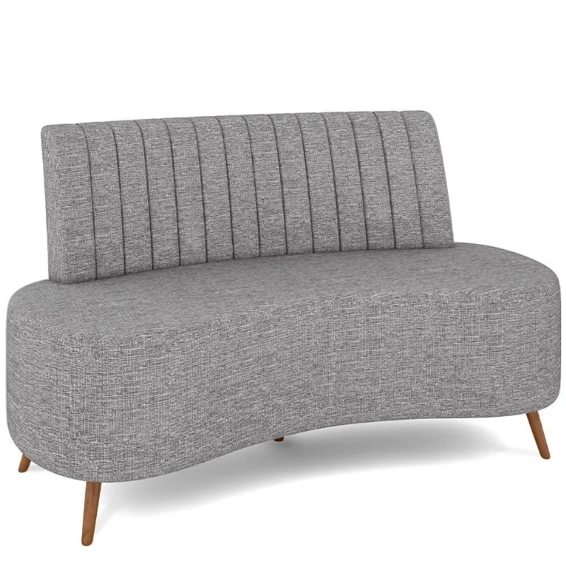 Sofá Chaise Living 2 Lugares 160cm Para Sala Cayman K01 Linho Cinza - Lyam Decor