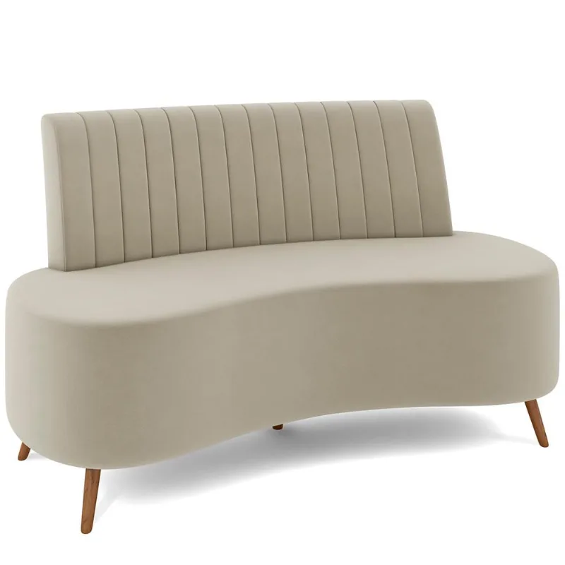 Sofá Chaise Living 2 Lugares 160cm para Sala Cayman K01 Veludo Bege - Lyam Decor - Lyam Decor