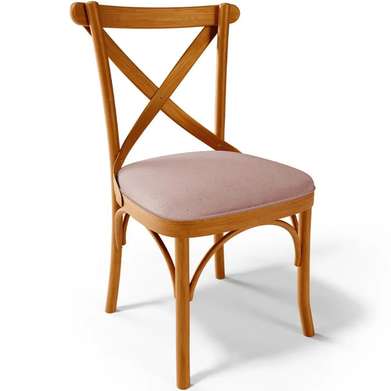Cadeira Para Sala de Jantar e Estar Living Estofada Ávila L02 Linho Rosê - Lyam - Lyam Decor