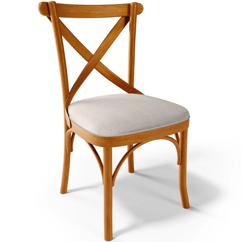 Cadeira Para Sala de Jantar e Estar Living Estofada Ávila L02 Linho Cru - Lyam - Lyam Decor