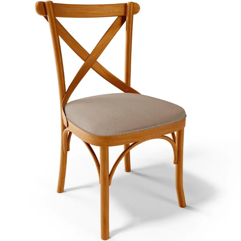 Cadeira Para Sala de Jantar e Estar Living Estofada Ávila L02 Linho Bege Escuro - Lyam - Lyam Decor