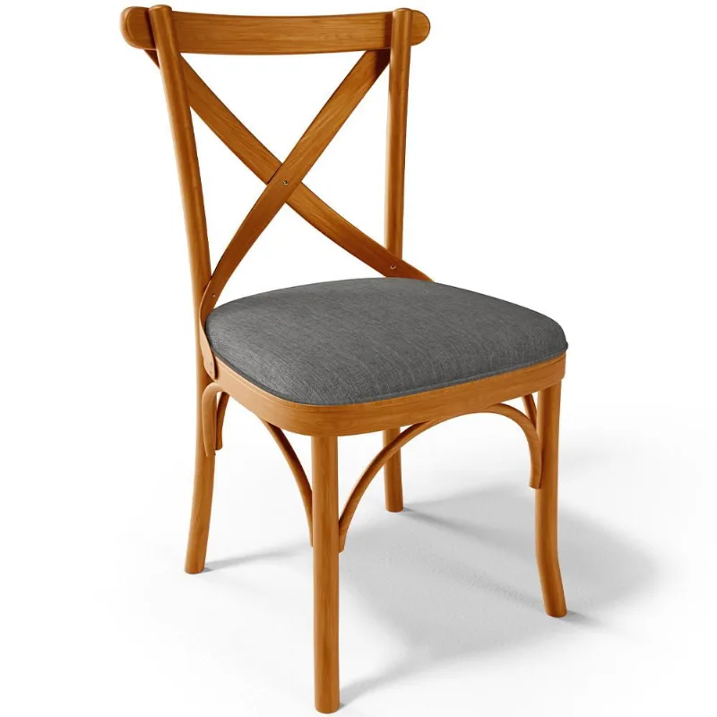 Cadeira Para Sala de Jantar e Estar Living Estofada Ávila L02 Linho Cinza Escuro - Lyam - Lyam Decor