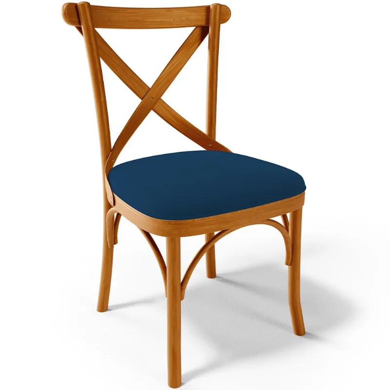 Cadeira Para Sala de Jantar e Estar Living Estofada Ávila L02 Suede Azul Marinho - Lyam - Lyam Decor