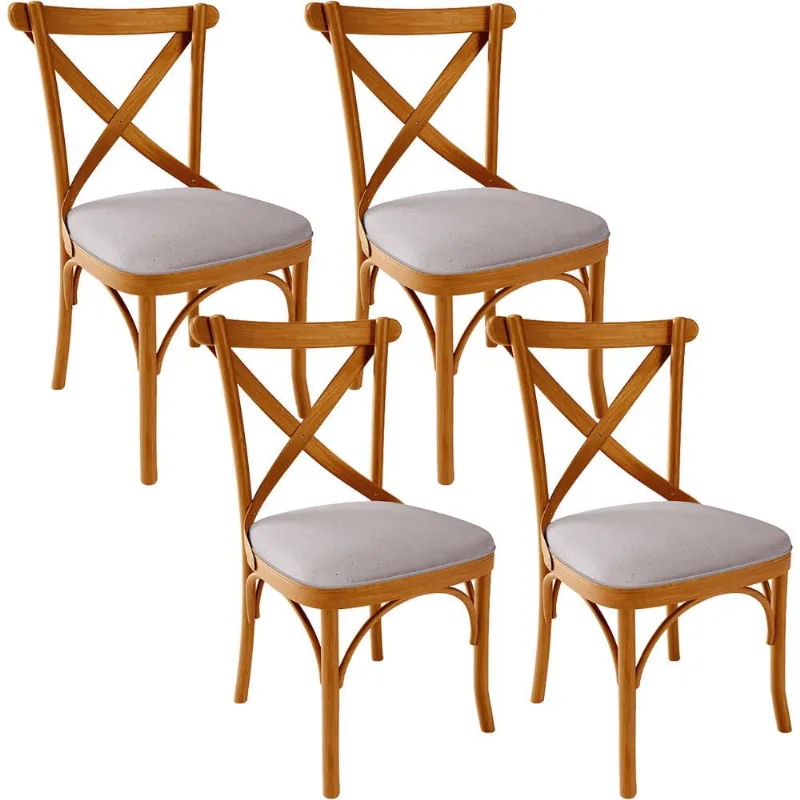 Kit 04 Cadeiras Para Sala de Jantar e Estar Living Estofada Ávila L02 Linho Bege - Lyam - Lyam Decor