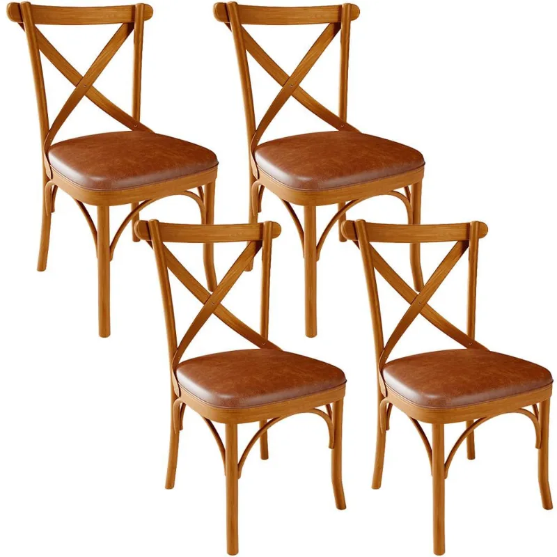 Kit 04 Cadeiras Para Sala de Jantar e Estar Living Estofada Ávila L02 Couríssimo Camel - Lyam - Lyam Decor