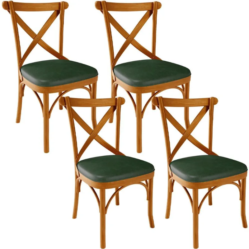 Kit 04 Cadeiras Para Sala de Jantar e Estar Living Estofada Ávila L02 Couríssimo Verde Musgo - Lyam - Lyam Decor