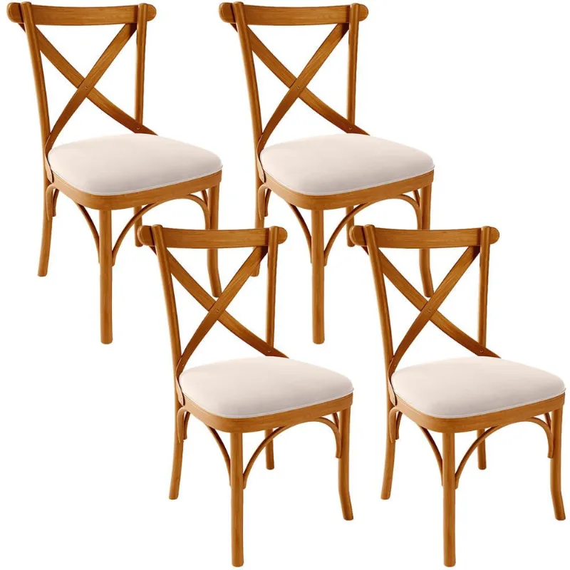 Kit 04 Cadeiras Para Sala de Jantar e Estar Living Estofada Ávila L02 Suede Bege - Lyam - Lyam Decor