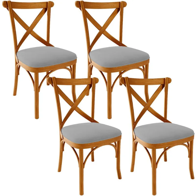 Kit 04 Cadeiras Para Sala de Jantar e Estar Living Estofada Ávila L02 Suede Cinza - Lyam - Lyam Decor
