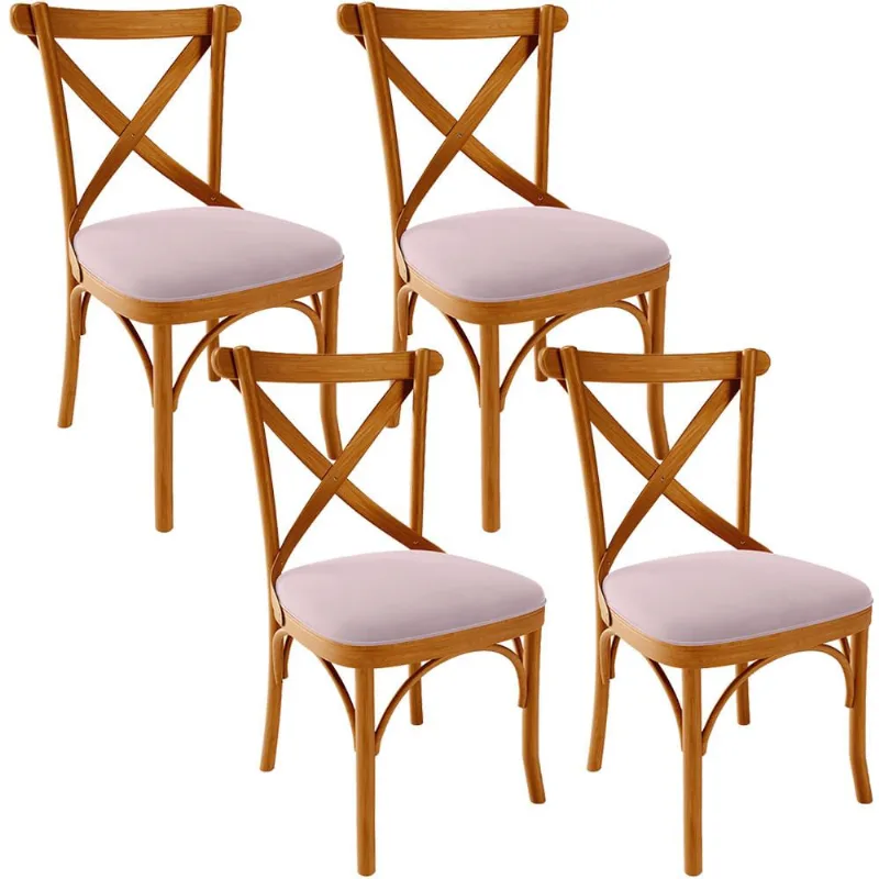 Kit 04 Cadeiras Para Sala de Jantar e Estar Living Estofada Ávila L02 Suede Rosê - Lyam - Lyam Decor