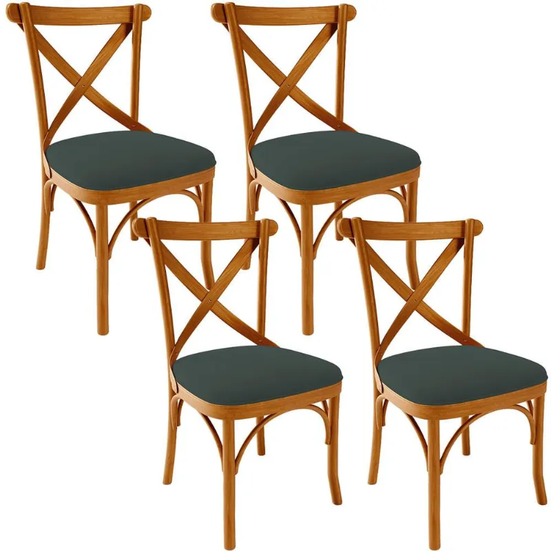 Kit 04 Cadeiras Para Sala de Jantar e Estar Living Estofada Ávila L02 Suede Verde Musgo - Lyam - Lyam Decor